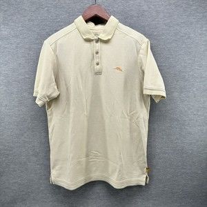 Tommy Bahama Mens Emfielder Polo Yellow Pima Mesh Shirt Size S (A44)
